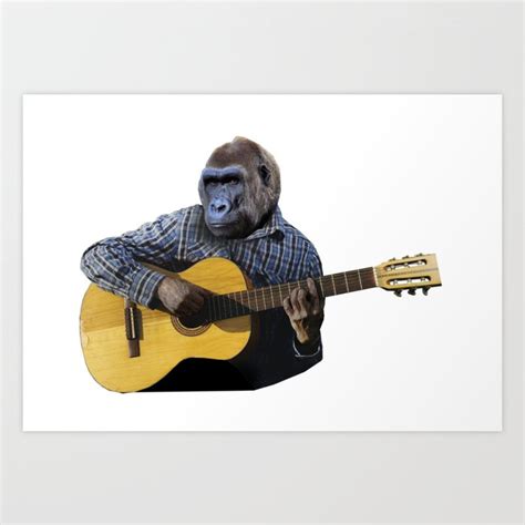 Gorilla Playing Guitar Art Print By Epicguitarshirts Society6