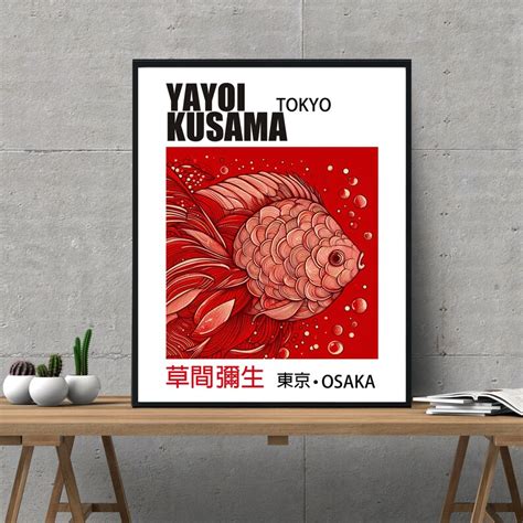 Vibrant Red Fish Print Yayoi Kusama Inspired Pop Art Digital Artwork Etsy