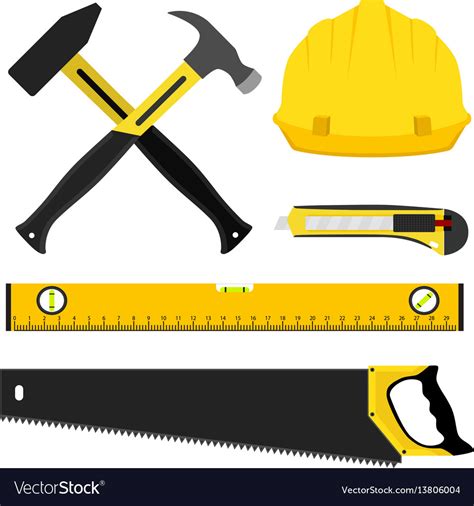 Construction Tools Worker Equipment House Vector Image