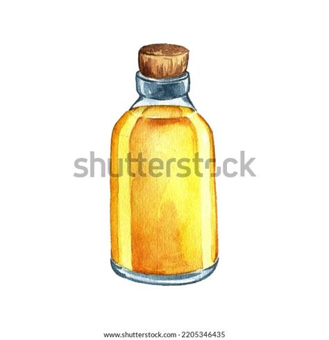 Watercolor Drawing Yellow Glass Bottle Oil Stock Illustration 2205346435 Shutterstock