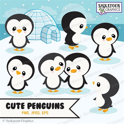 Cute Penguin Igloo Clip Art Instant Download File Digital Graphics ...