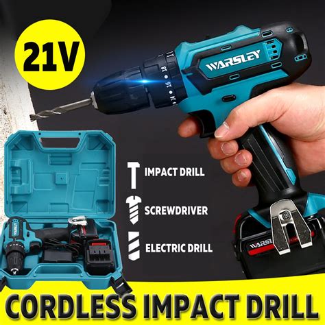 21V Cordless Impact Power Drill Rechargeable 2 Speed Electric