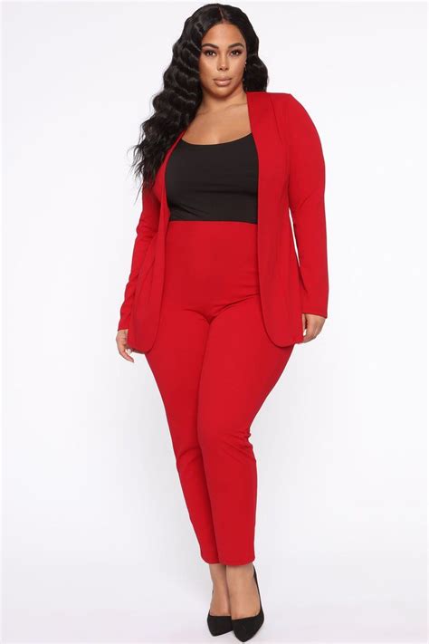 Payin It Forward Blazer Set Red Plus Size Fashion Plus Size Business Attire Blazer Set