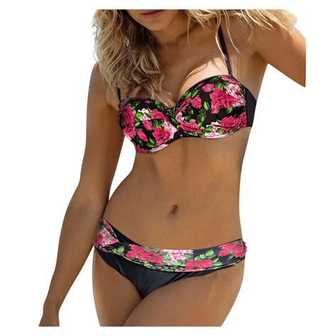 Womail Women Swimwear Sunflower Print Beachwear Pieces Bikini