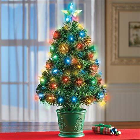 24 Inch Led Lighted Fiber Optic Tabletop Christmas Tree Collections Etc