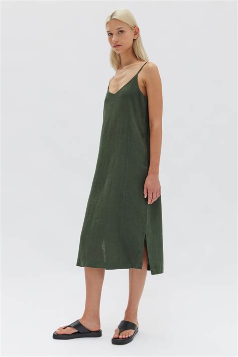 Assembly Label – Linen Slip Dress Forest – Nomadi Sunshine Coast