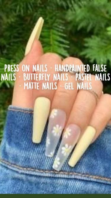 Press On Nails Handpainted False Nails Butterfly Nails Pastel