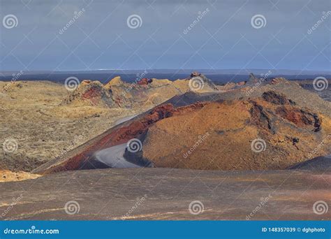 Scenic Landscape On The Island Of Lanzarote In The Atlantic Ocean Stock