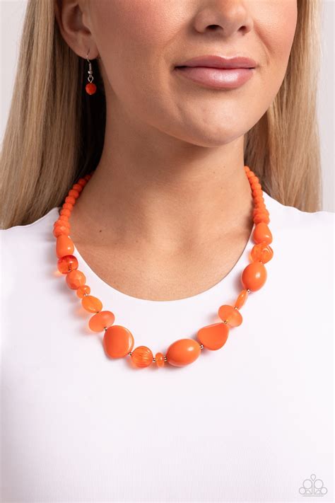 Tropical Tsunami Orange Necklace Paparazzi Accessories Bedazzle Me Pretty Mobile Fashion