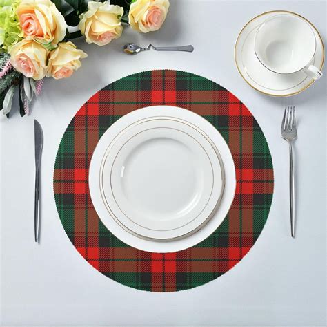 Hidove Buffalo Plaid Round Placemats For Dining Table Non Slip Heat