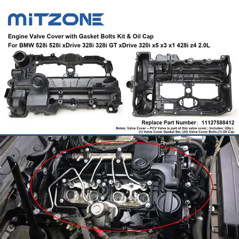 MITZONE N20 Engine Valve Cover With Gasket Bolts Kit Oil Cap For BMW