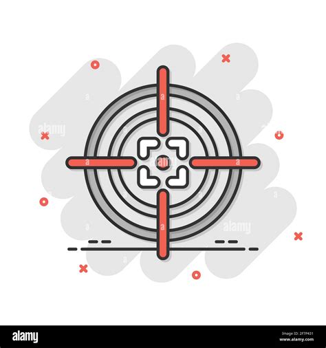 Shooting Target Vector Icon In Comic Style Aim Sniper Symbol Cartoon Illustration On White