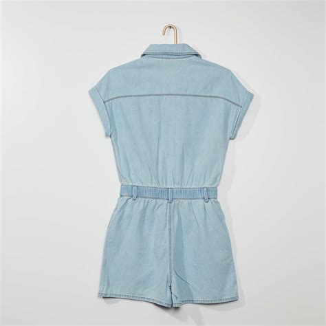 Combishort En Denim Fille Adolescente Bleu Kiabi