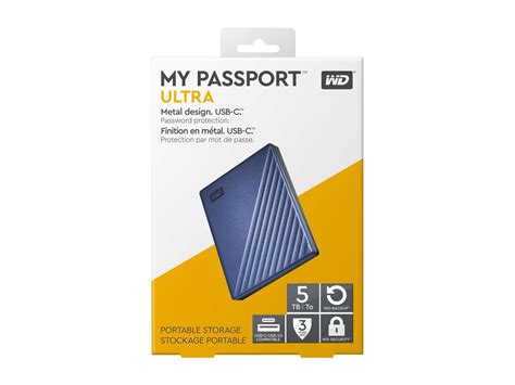 Wd 5tb Blue My Passport Ultra Portable Storage External Hard Drive Usb C For Pc Windows