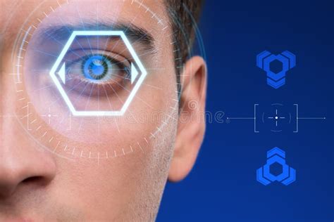 concept  sensor implanted  human eye stock image image