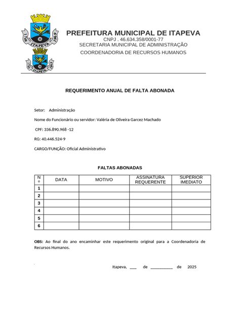 O Que É Falta Abonada - Requerimento de Falta Abonada | PDF