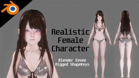 Bikini Model Realistic Female Character Blender Eevee By