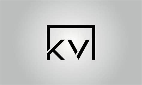 Letter KV Logo Design KV Logo With Square Shape In Black Colors Vector