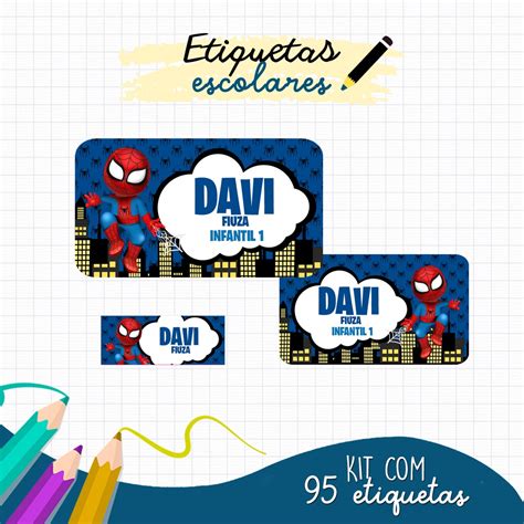 Etiqueta Escolar Personalizada Homem Aranha Baby Shopee Brasil