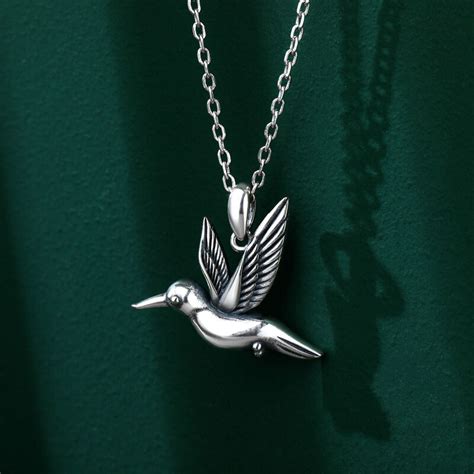 Jeulia Hummingbird In Flight Sterling Silver Necklace Jeulia Jewelry