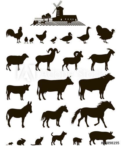 Farm Animals And Birds Silhouettes