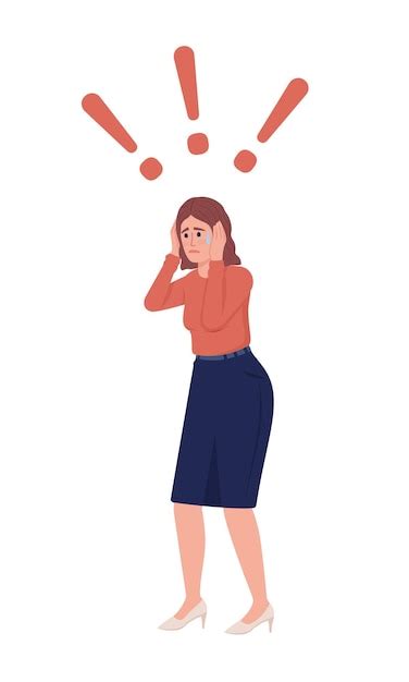 Premium Vector Worried Office Lady Semi Flat Color Vector Character