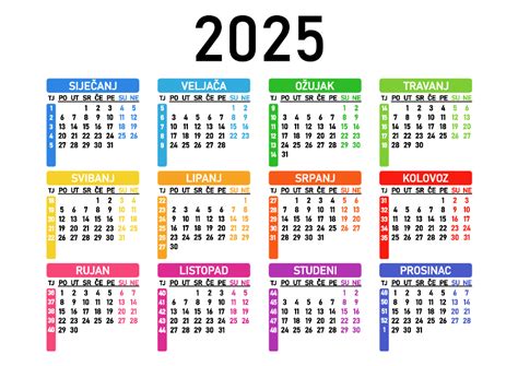 Vektorski Kalendar 2025 Kalendarisu