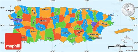 Political Simple Map of Puerto Rico, single color outside