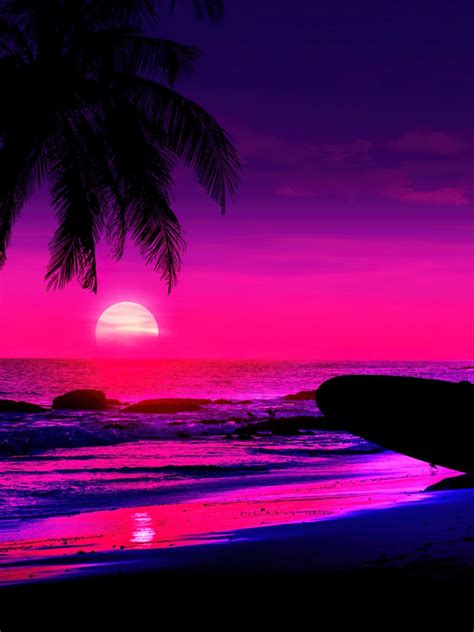 Purple Beach Sunset Wallpaper