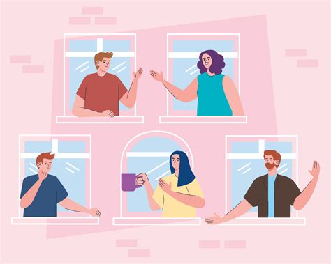 people talking in the windows 5176379 Vector Art at Vecteezy
