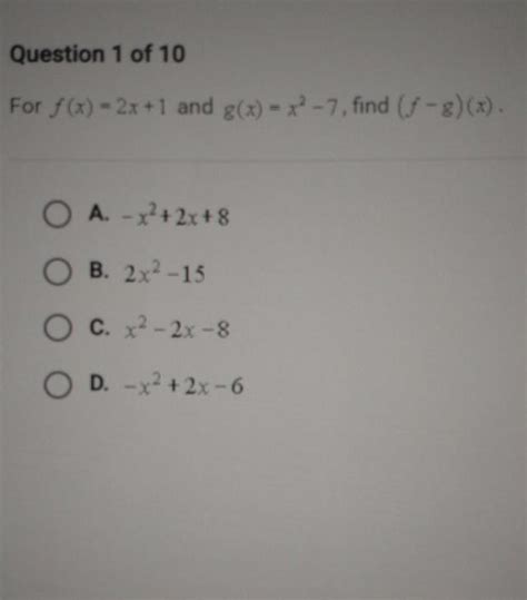 For F X 2x 1 And G X X² 7 Find ƒ G X