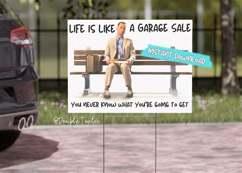 Funny Garage Sale Signs, Forrest Gump Yard Sale, Printable Garage Sale