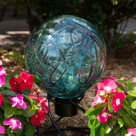 Get Teal Crackle Gazing Globe 10 Inch In Mi At English Gardens Nurseries Serving Clinton