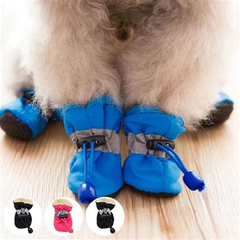 Dog Shoes for Winter, Dog Boots & Paw Protectors, Fleece Warm Snow