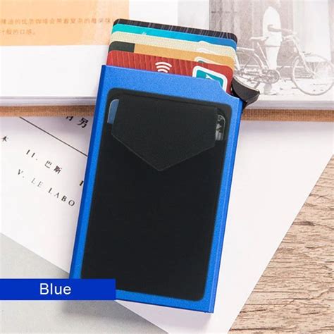 Slim RFID Card Holder Automatic Pop Out Aluminum Wallet Elasticity Back