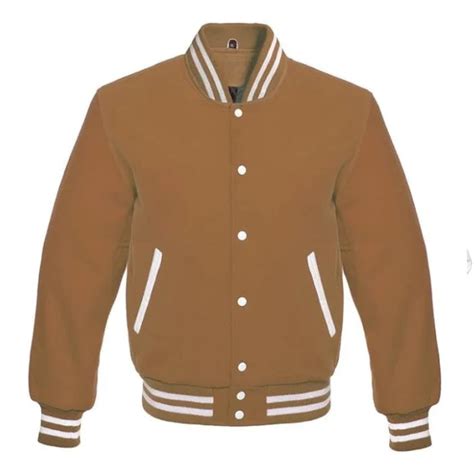 Buy Camel Brown All Wool Varsity Jacket