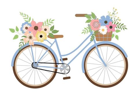 linda bicicleta azul romântica flores da primavera isolado no