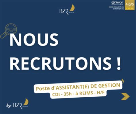 Offre Demploi Assistante De Gestion BZR Invest