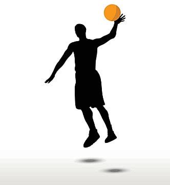 Basketball Player Slhouette In Slam Pose White Basketball Player Sport