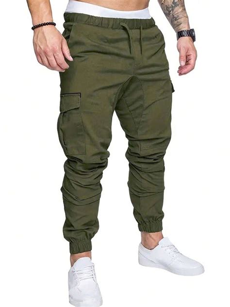 Manfinity Homme Loose Fit Men S Cargo Pants With Flap Pockets And