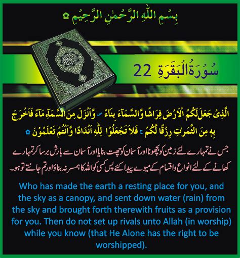 Evidence From Quran Surah Al Baqarah Verse 22 Stay Away From Shirk