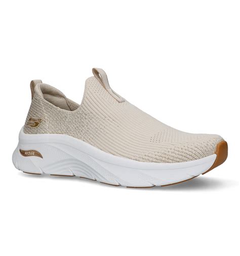 Skechers Arch Fit D Lux Glimmer Dust Beige Slip On Sneakers Dames Sneakers Online Op Torfs Be