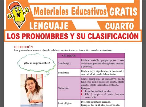 Los Pronombres Y Su Clasificaci N Para Cuarto Grado De Secundaria