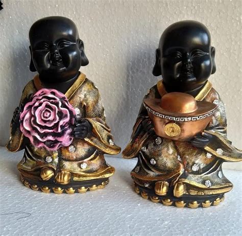 Polyresin Multicolor Baby Monk Statues Set For Interior Decor At Rs