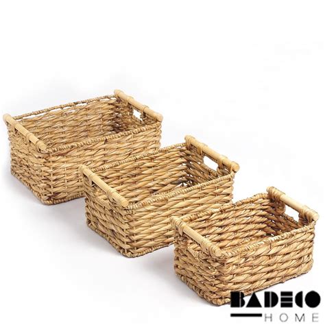 Canastos Casares Set X 3 Jacinto Y Madera Cod 270441