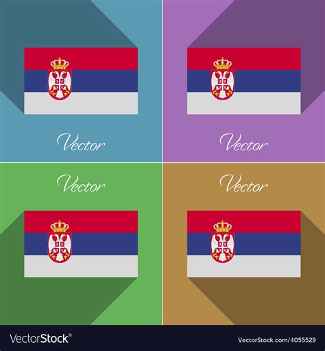 Flags serbia set of colors flat design and long Vector Image