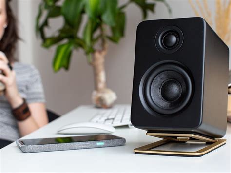 Kanto S2 desktop speaker stands provide 16º of vertical tilt for better ...