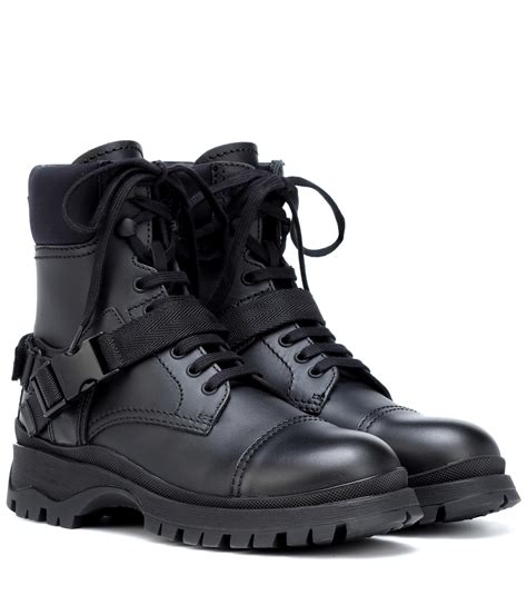 Prada Leather Ankle Boots In Black Lyst