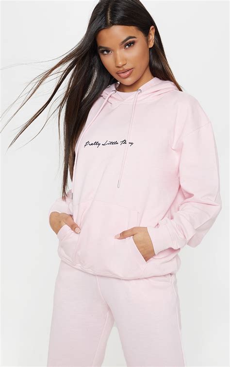 Prettylittlething Baby Pink Hoodie Tops Prettylittlething Usa