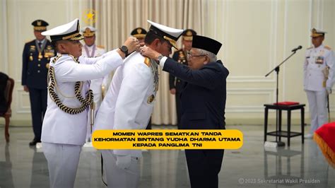 Momen Wapres Sematkan Tanda Kehormatan Bintang Yudha Dharma Utama